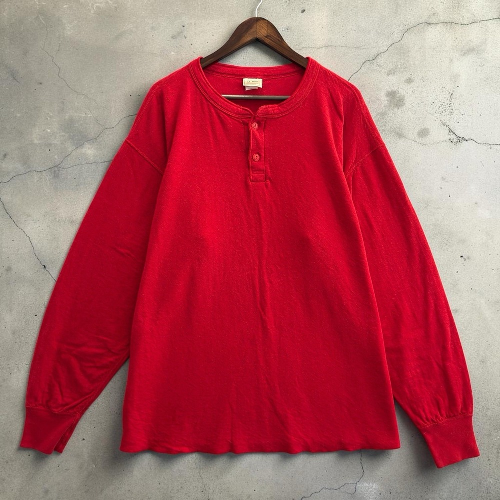 LL Bean River Drivers Shirt 2XLT Tall Red Henley Two Layer Made In USA
